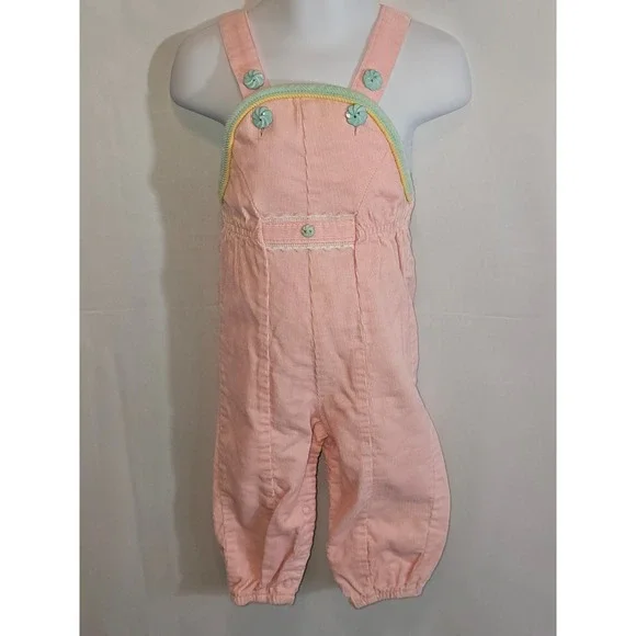 Vintage McKids Corduroy Overalls 20-25lbs 9-12months Pink - Picture 1 of 7
